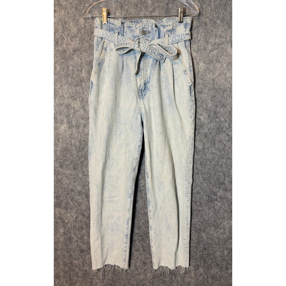 Abercombie & Fitch High Waist Acid Wash Paper Bag Mom Jeans Sz 2